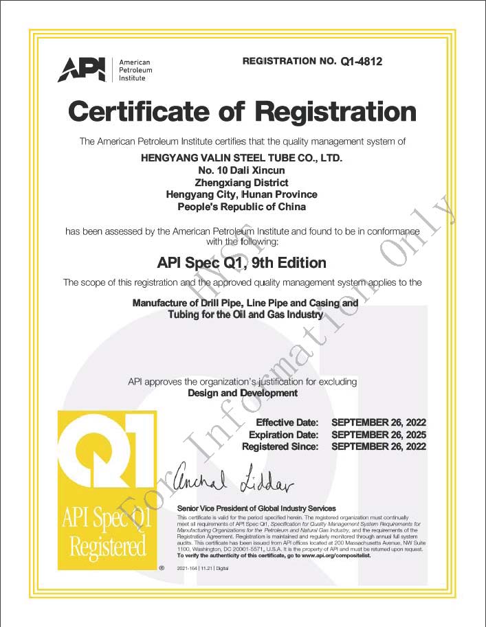 API Q1 Certificate