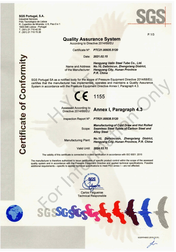 PED Certificate 